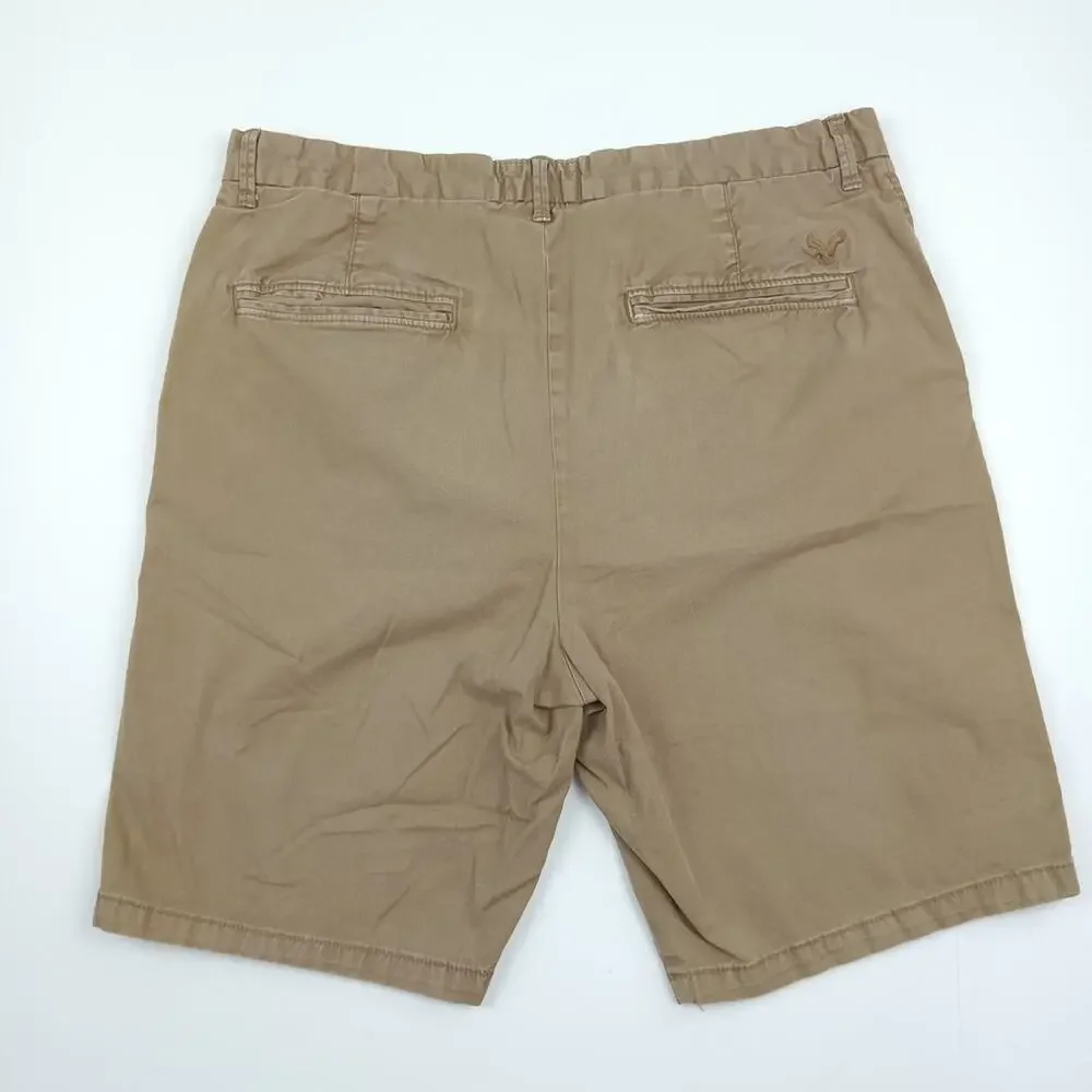 American Eagle Outfitters Men's Khaki Tan Flat Front Shorts Size 33
